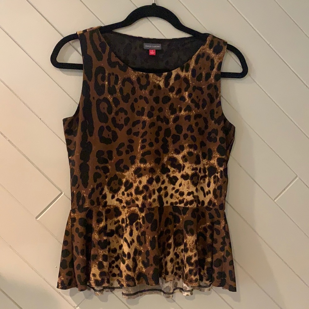 Vince Camuto Cheetah Peplum Top